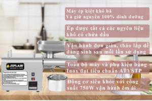 Máy ép dầu JIPLAIS TLI888A công suất ép từ 5-7,5 kg/giờ Điểm nổi bật của máy ép dầu jiplais tli888